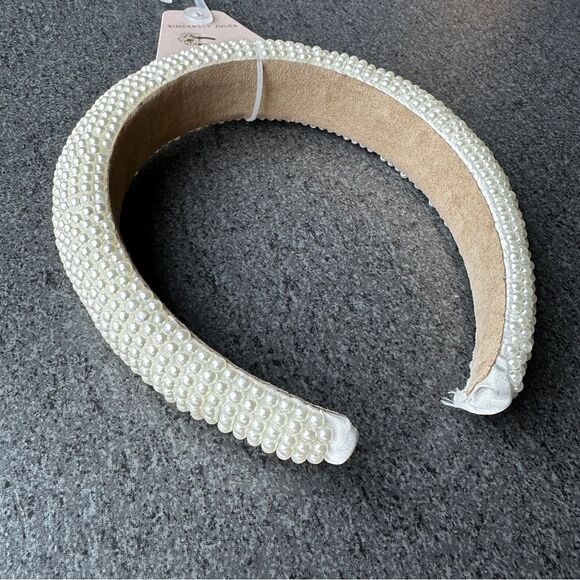 NWT Sincerely Jules Cream Off-White Faux Pearl Puffed Chunky Headband - Picture 7 of 15
